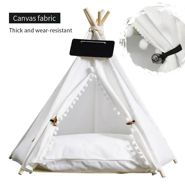 Pet Teepee Bed Tent Washable House for Dog & Cat with Cushion