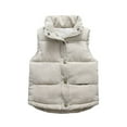 thumbnail image 2 of Godderr Kids Toddler for Winter Warm Cotton Vest Coats for Baby Girls，Baby Down Cotton Waistcoat Jacket High Neck Button Down Thickening Outwear for 2-10Y, 2 of 6