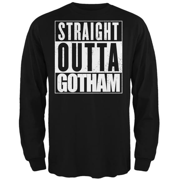 Straight Outta Gotham Black Adult Long Sleeve T-Shirt - Large