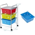 thumbnail image 4 of Rolling Cart Storage Bin 3 Drawes Plastic Drawers With Multicolor, 4 of 6