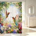 thumbnail image 2 of Erosebridal Kawaii Hummingbird Shower Curtain 72Wx72L,Cartoon Animals Bathroom Curtain,Pink Green, 2 of 5