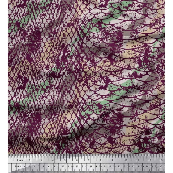 Soimoi polyester Crepe Fabric Snake Animal Skin Decor Fabric Printed Yard 42 Inch Wide