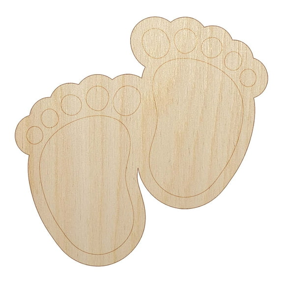 Baby Footprints Wood Shape Unfinished Piece Cutout Craft DIY Projects - 4.70 Inch Size - 1/8 Inch Thick