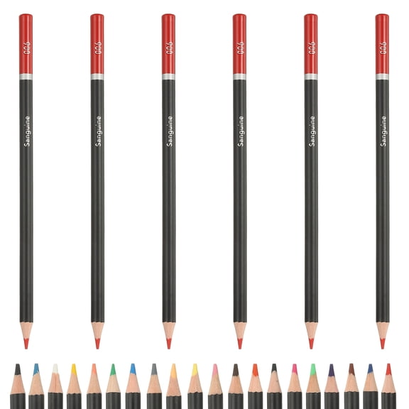 Red Color Drawing Pencils for Adult Coloring Books, 6 Pcs