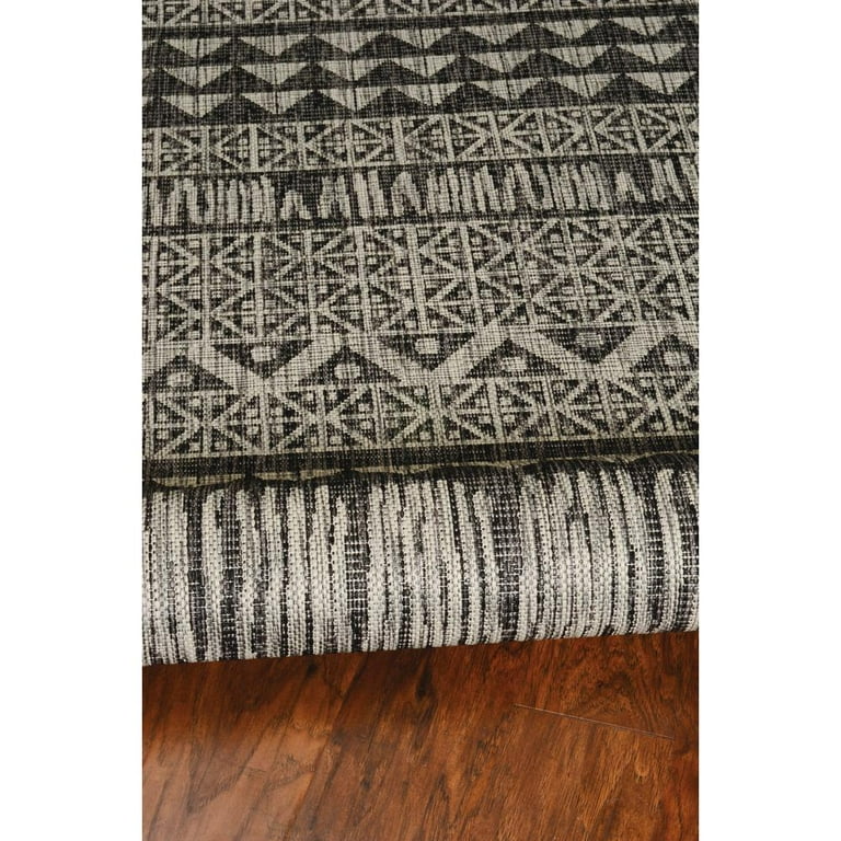 3'X4' Charcoal Machine Woven Uv Treated Tribal Indoor Outdoor Accent Rug 3'X4' Charcoal Machine Woven Uv Treated Tribal Indoor Outdoor Accent Rug