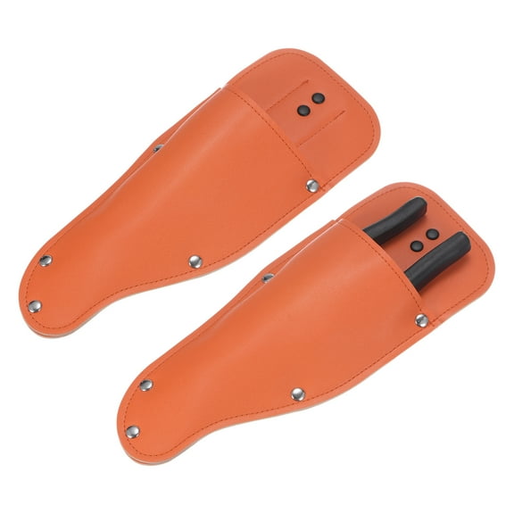 Uxcell 2-Pack Garden Pruner Sheath, Portable PU Leather Pruning Shears Sheath Pliers Holder for Belt [Orange]