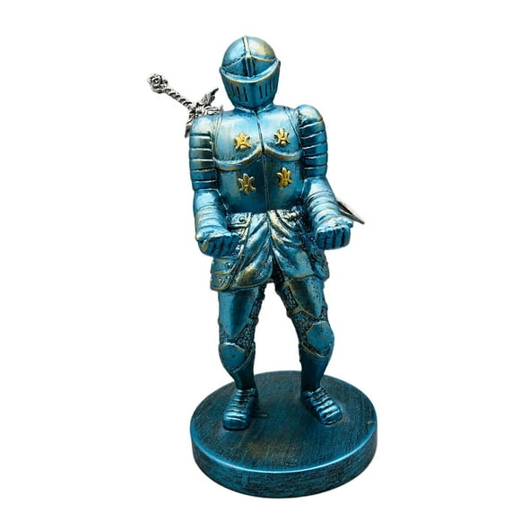 Novedad Retro Knight Pen Holder estatuilla coleccionable maquillaje cepillo organizador de escritorio Galvanoplastia Azul Cola Pantalla del soporte de la pluma