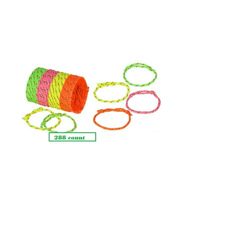 288 Neon Friendship Rope Bracelets ~ Birthday Party Favors ~ Summer Camps~ Halloween Trick or Treat ~ Easter Basket Fillers ~ Goody Bags ~ BFF New, 288.., By Mixed