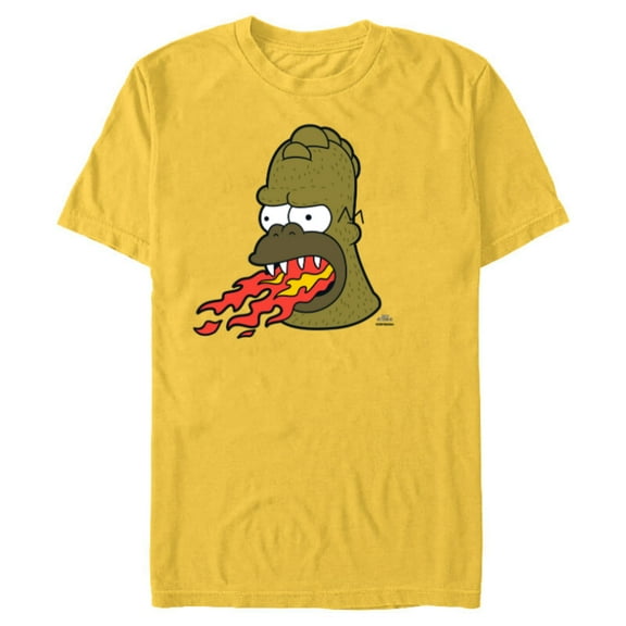 The Simpsons Treehouse of Horror Fire Breathing Homerzilla - Short Sleeve Blended T-Shirt for Adults - Customized-Yellow