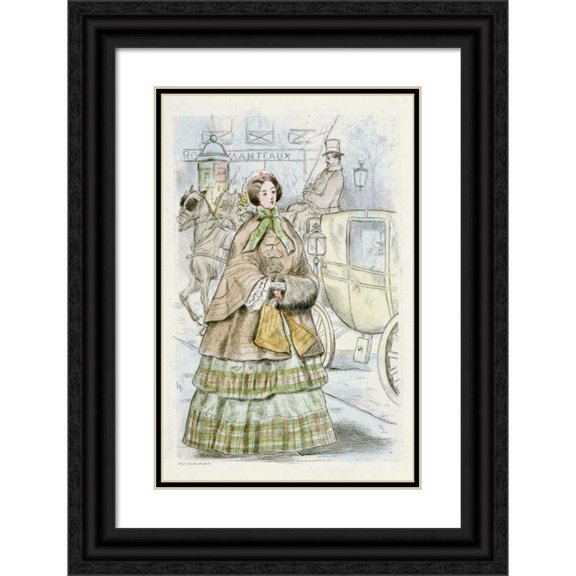 Henri Boutet 17x24 Black Ornate Framed Double Matted Museum Art Print Titled: 1952 Nineteenth Century Female Modes (1908)