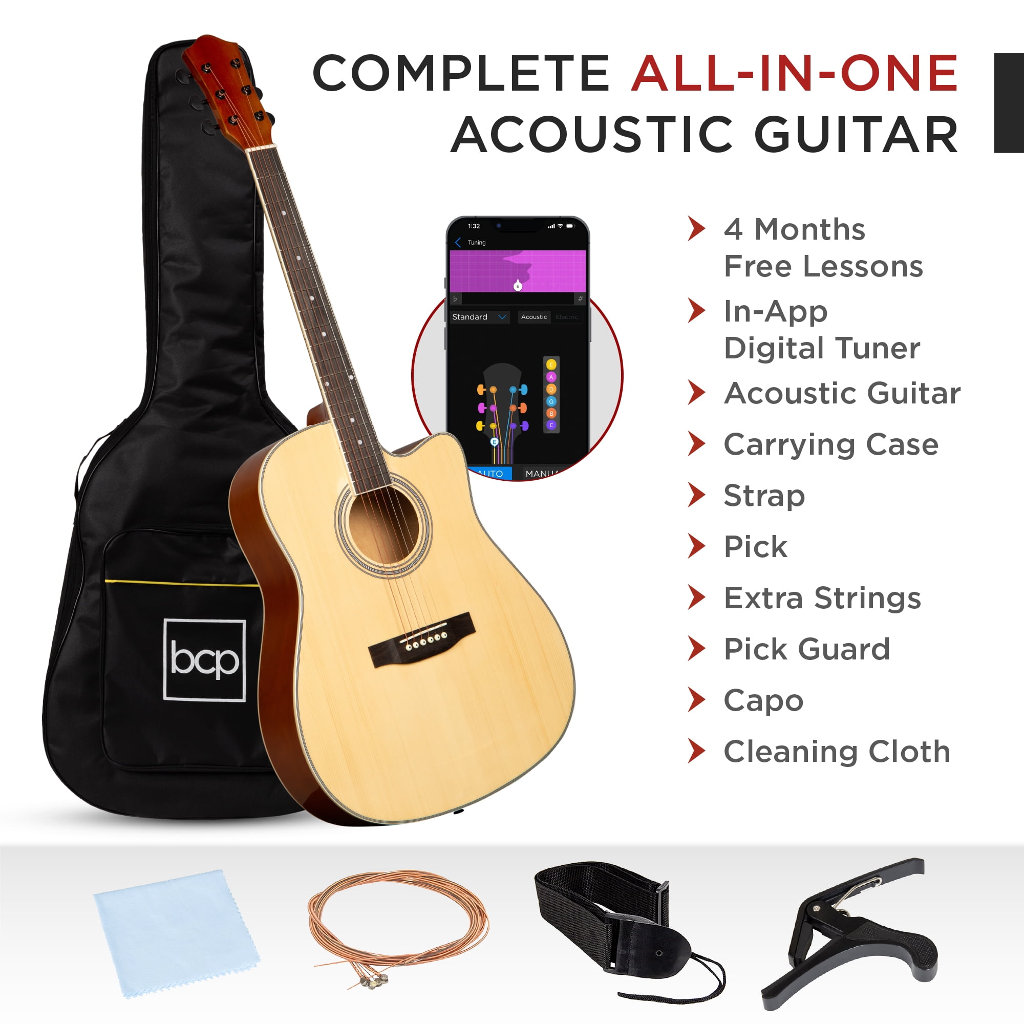 Best Choice Products Adult Real 41in Full Size Acoustic Guitar Set with Case, Strap, Capo, Strings - SoCal Green - Walmart.com Best Choice Products Adult Real 41in Full Size Acoustic Guitar Set with Case, Strap, Capo, Strings - SoCal Green - Walmart.com