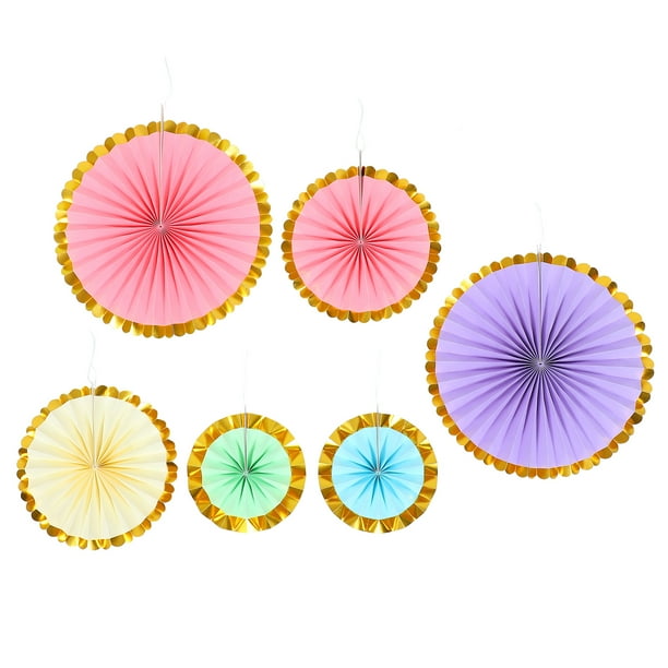 6 PCS Paper Fans Festival Fan Fan Flor Adornos Decorativos Papel Fans