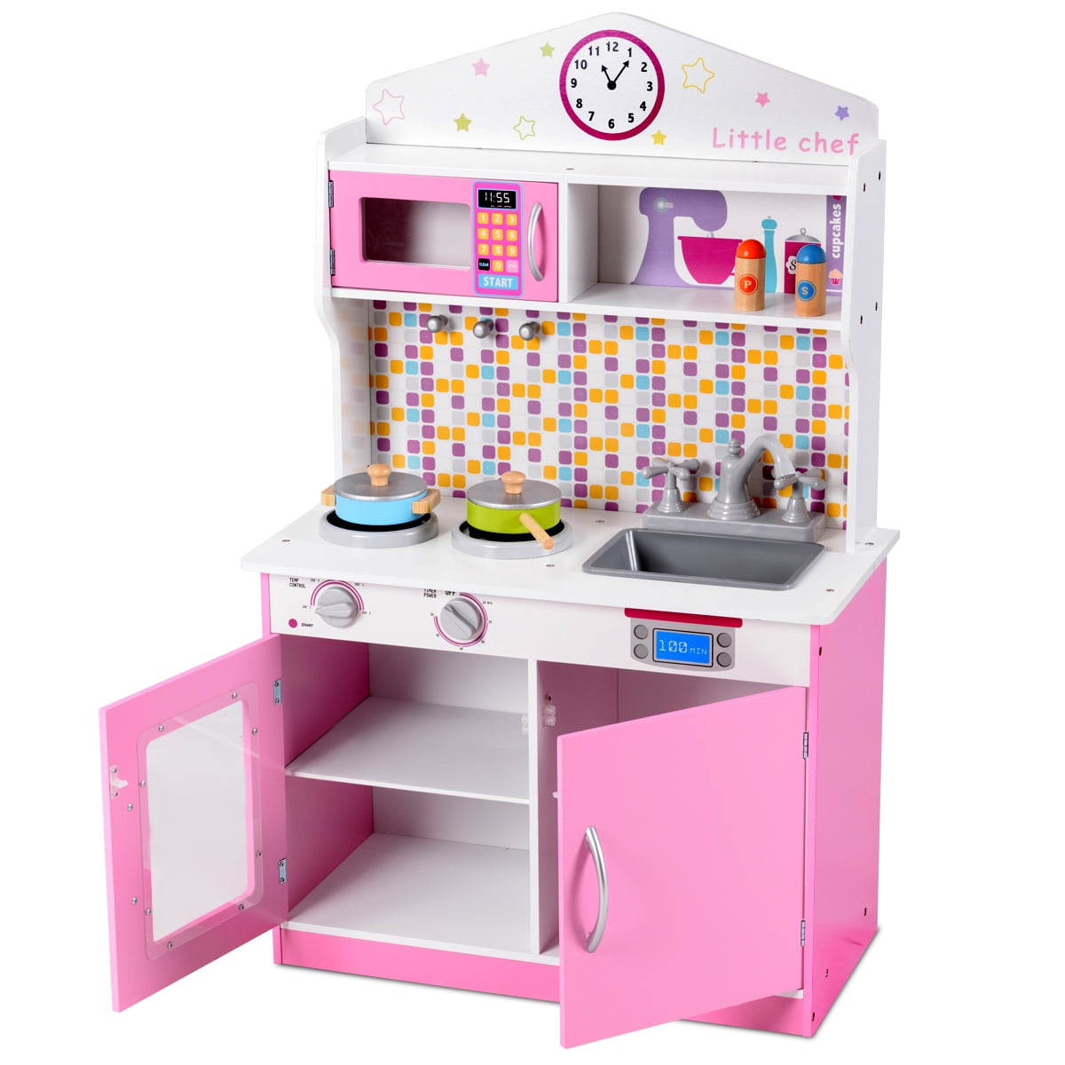 Kid Plastic Play Set Kitchen Toy Kitchenware Pretend Cooking Playset Toddler Toy 