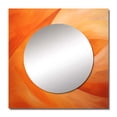 thumbnail image 2 of Designart "Vibrant Tangerine Coil" abstract spirals Peach Large Square Mirror - Square Bedroom Mirror Printed Wall Decor - Modern Square Printed Wall Mirror Art, 2 of 5