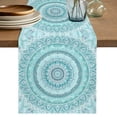 Bohemian Concentric Rings Table Runner 16x72 Inch Coastal Aqua Floral ...