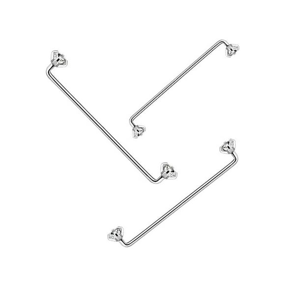 Luxe Modz 3PCs Implant Grade Titanium Internally Threaded Staple Barbell 16G Surface Barbell Crystal Prong Set 4mm CZ Staple Surface Piercing Barbell Surface Piercing Jewelry Set 12mm-25mm