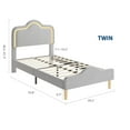 thumbnail image 3 of Yiwa Kids Velvet Bed Frame with LED Lights, Adjustable LED Headboard & Footboard Princess Platform, Wood Slats Support, No Box Spring Needed, 3 of 9