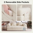 thumbnail image 5 of LazySunsets Sofa Bed Convertible Boneless Couch Corduroy Modular Couch Bed with Fixed-Shape Frame & Removable Armrests for Living Room, Bedroom White, 5 of 7