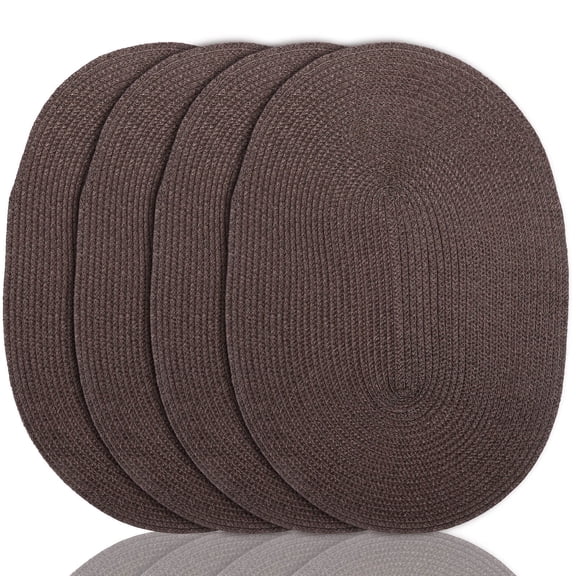 FESTFENDS Set of 4 Brown Woven Insulation Placemats for Dining Table