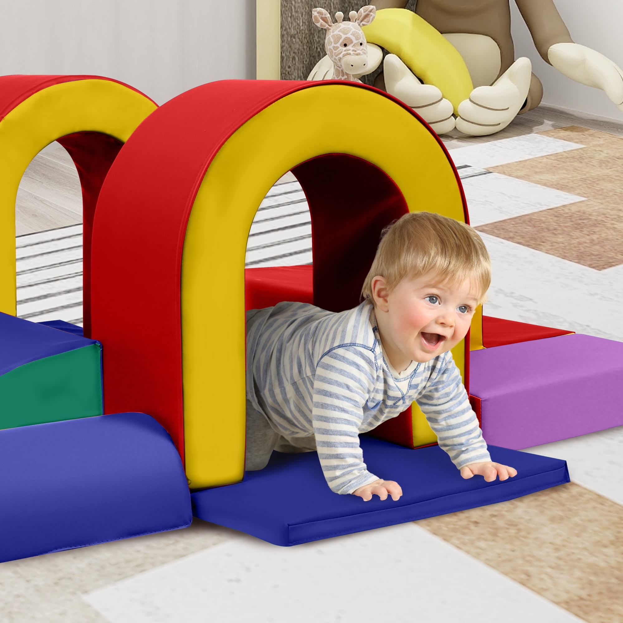 LINLUX 10PCS Toddler Climbing Foam Block, Soft Foam Building Blocks for Kids, Baby Climbing Toys