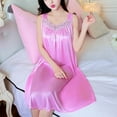 thumbnail image 3 of Night Gowns for Adult Women New Satin Silk Nightgown for Women Soft and Breathable Sleepwear Plus Size Short Sleeves Sleepshirts Pinky One Size, 3 of 4