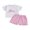 Pink, variant on Toddler Baby Girls Easter Outfit 6 12 18 24 Months 2T 3T 4T Bunny Embroidery Short Sleeve T-Shirt and Elastic Striped Ruffled Shorts Clothing Set