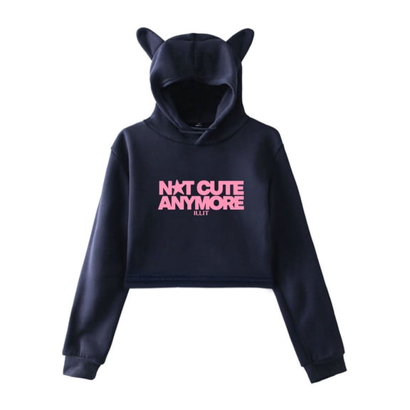 ILLIT Not cute anymore  sweatshirt kawaii cat ear drawstring hoodie  men/women kpop pullovers