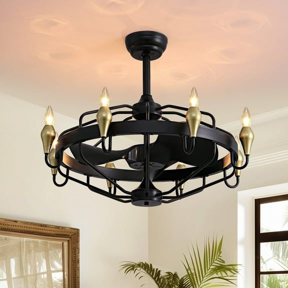 HOOMEDELIER 29" Industrial Ceiling Fan with Light and Remote Control for Living Room Dining Room