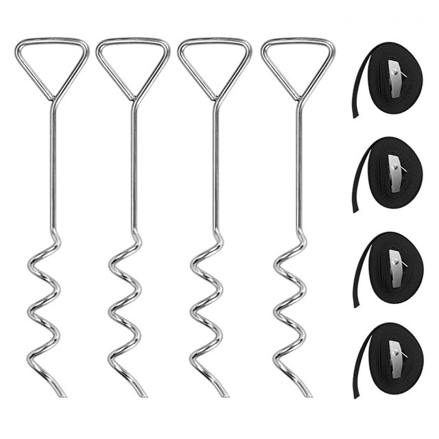 Kits de anclajes para camas elásticas, sistema de amarre resistente, juego de 4, dan un mayor alcance de anclaje para estar más seguros, kit de anclajes que no se oxidan para camas elásticas Adepaton 2034296