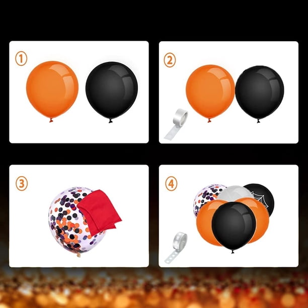 Kit Decoración Halloween Cadimus | Telaraña, Banderines, Globos Y Más | Negro Y Naranja | Ideal Para Fiestas Y Decoración Terrorífica