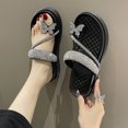 thumbnail image 2 of Chanclas de verano para mujer con lazo de diamantes de imitación para el hogar, cómodas y antideslizantes, 2 of 6