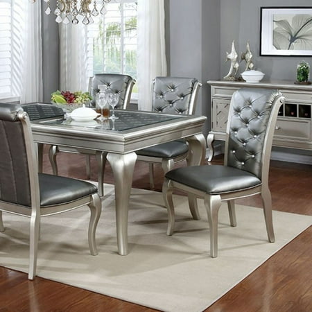 Amina Contemporary Style 66 Dining Table Silver Amina Contemporary Style 66 Dining Table Silver