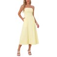 thumbnail image 4 of INSPIRE CHIC Women's Gingham Strapless Maxi Dress 2025 Casual Sleeveless Off Shoulder Smocked Beach Long Sundress M Yellow, 4 of 6
