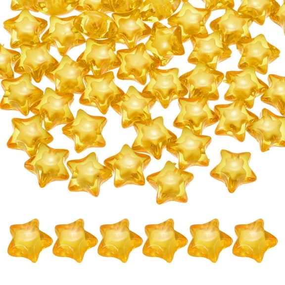 Uxcell 50pcs Acrylic Star Beads, 18mm Star-Shaped Pony Loose Spacer Beads for Bracelets Jewelry Making DIY Crafts, Gold
