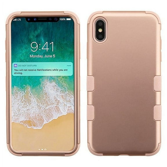 Apple iPhone Xs Max (6.5 in) Phone Case Tuff Hybrid Shockproof Impact Rubber Dual Layer Hard Soft Protective Hard Case Cover Rose Gold Phone Case for Apple iPhone Xs Max