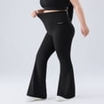 thumbnail image 4 of YHAJDS Womens Plus Size Pants Solid Color High Waist Tummy Control Flared Yoga Gym Sport Trousers for Women With Side Pockets, 4 of 6
