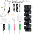 thumbnail image 2 of Cable Protector Silicone Bobbin Winder Wire Protector for iPhone USB Charger Cord Cable Protective Cover Cable Winder Clip 6 PCS Black, 2 of 6