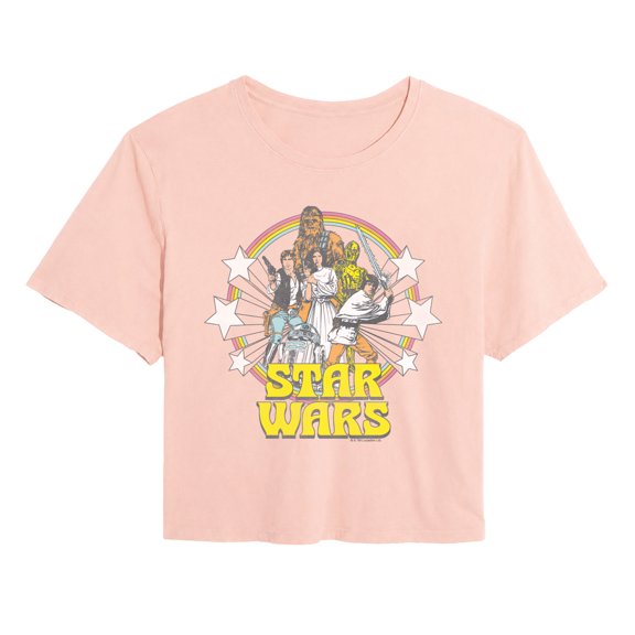 Star Wars - Retro Character Group Logo - Juniors Cropped Graphic T-Shirt
