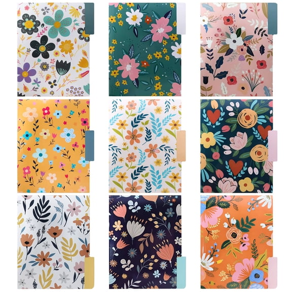 18 Pack Decorative File Folders Floral Folders,9.8 x 11.8 Inches Letter Size Colored File Folders for Office, School, Home