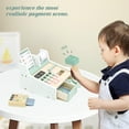 thumbnail image 7 of Wooden Cash Register for Kids, Pretend Play Money Counting Toy with Scanner and Credit Card, Toddler Educational Grocery Store Toy with Stickers and Coin Purse, Role Play Gift for Boys and Girls, 7 of 7