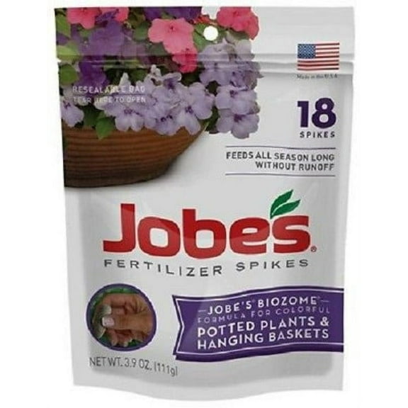 Jobe's 06105 18 Pack 8-9-12 Potted & Hanging Plant Fertilizer Spikes - Quantity of 1