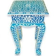 thumbnail image 3 of Favors Handicraft 12" Square Floral Bone Inlay Accent Side Table in Blue, 3 of 6