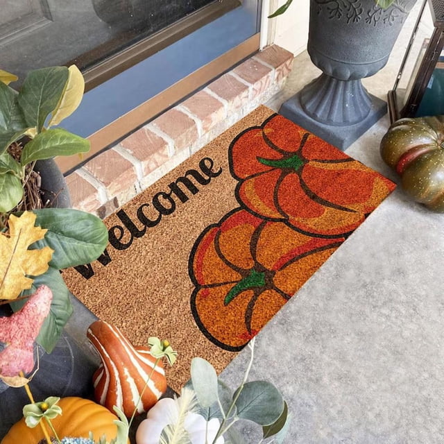Feltree Halloween Pumpkin Area Rug Non-Slip Absorbent Floor Mat for Front Door Bathroom Kitchen Indoor Decor 20x32 Inch