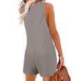 thumbnail image 3 of Summer Sleeveless Women Waffle Button-Down Jumpsuit Casual Shorts With Pockets, 3 of 5