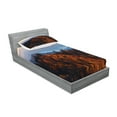 thumbnail image 2 of Ambesonne Nature Fitted Sheet & Pillow Sham Set, Sunrise Mountains, Twinxl, Multicolor, 2 of 2