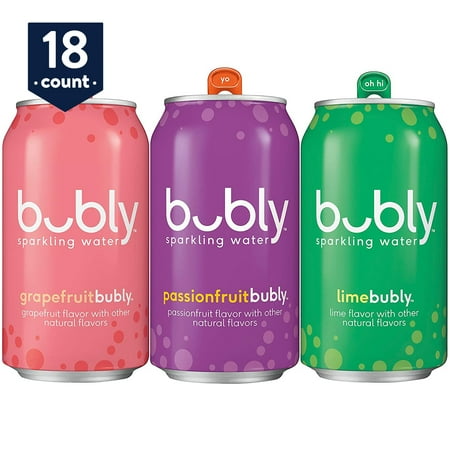 bubly Passionfruit Bliss Sparkling Water, Variety Pack, 12 fl oz, 18 Pack Cans