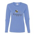 thumbnail image 2 of Wild Bobby, Bee Happy Motivational Inspirational Teachers, Pop Culture, Women Graphic Long Sleeve Tee, Light Blue, Large, 2 of 4