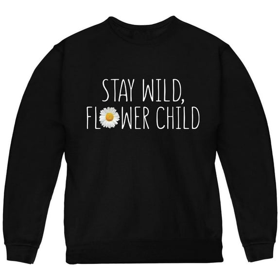 Stay Wild Flower Child Daisy Youth Sweatshirt Black YMD