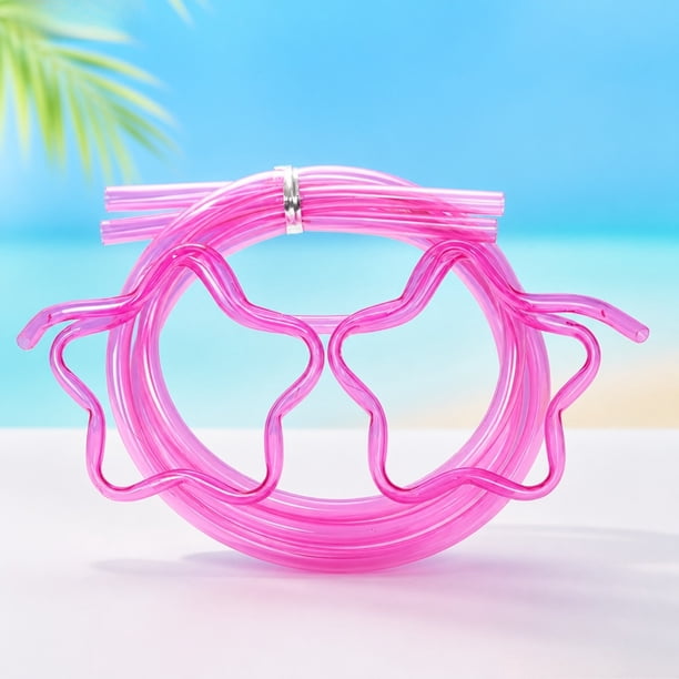 Funny Glasses Straws Cute Five-Pointed Star Plastic Straws Stylish Party And Birthday Accessories The Ideal Hands-Free Drinking Tool