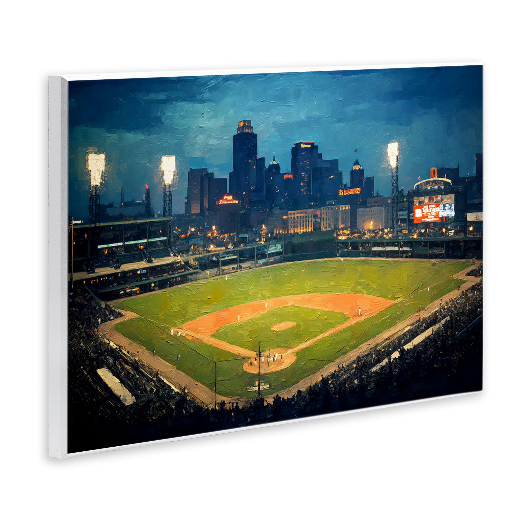 Baseball Stadium at Night Wall Plaque Art, design by Arlington Prints